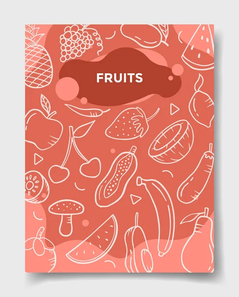 Concepto Frutas Con Estilo Garabato Para Plantilla Banners Volante Libros — Vector de stock