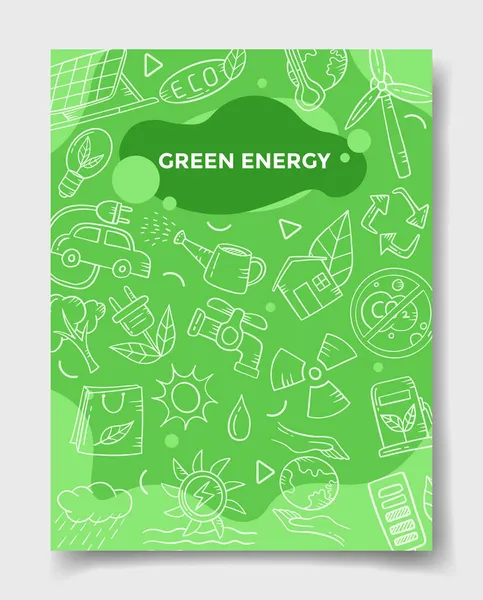 Концепція Зеленої Енергії Стилем Каракулі Шаблону Банерів Флаєрів Книг Обкладинки — стоковий вектор