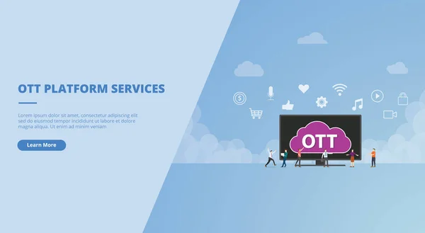 Ott Top Media Services Website Landing Homepage Template Banner Slide — Vettoriale Stock