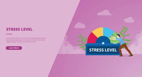 Stress Level Concept Website Landing Homepage Template Banner Slide Presentation — Stock Vector
