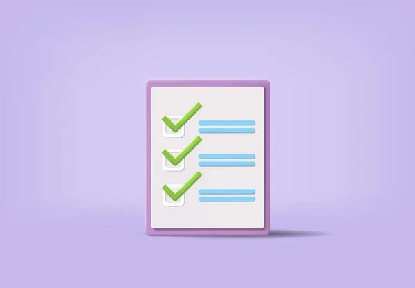 Checklist Todo Lista Clipboard Conceito Com Cartoon Realista Vetor Estilo —  Vetores de Stock