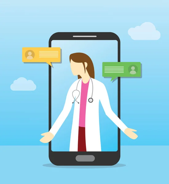 Online Doctor Consultation Smartphone Modern Flat Style Vector Illustration — Stockvektor