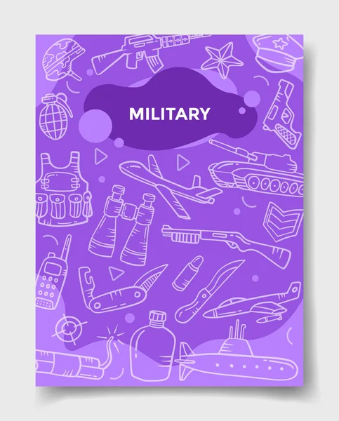 Concepto Industria Militar Con Estilo Doodle Para Plantilla Pancartas Volante — Vector de stock