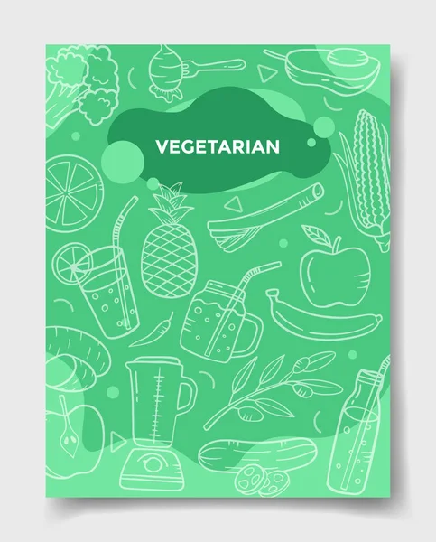 Concepto Vegetariano Con Estilo Garabato Para Plantilla Pancartas Volante Libros — Vector de stock