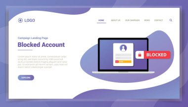 blocked account concept for website template landing homepage vector illustration