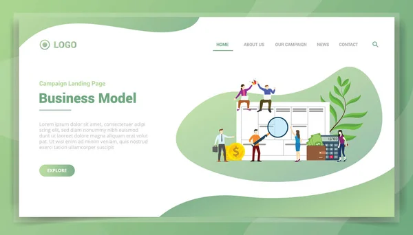 Business Model Business Concept Website Template Landing Homepage Vector Illustration — ストックベクタ