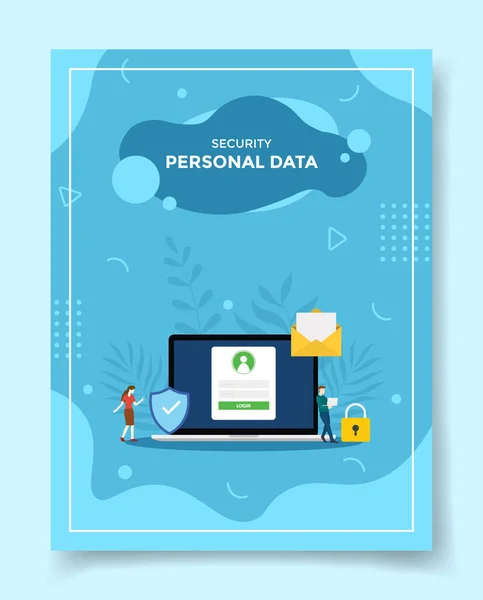 Personal Data Security Template Banners Flyer Books Magazine Cover Vector — Stockový vektor