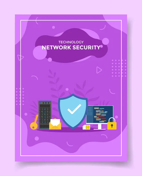 Network Security Concept Template Banners Flyer Books Magazine Cover Vector — Vettoriale Stock