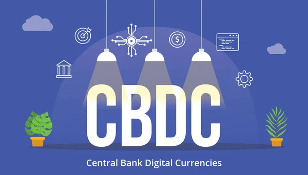 Cbdc Centrale Bank Digitale Valuta Concept Met Pictogram Grote Woord — Stockvector