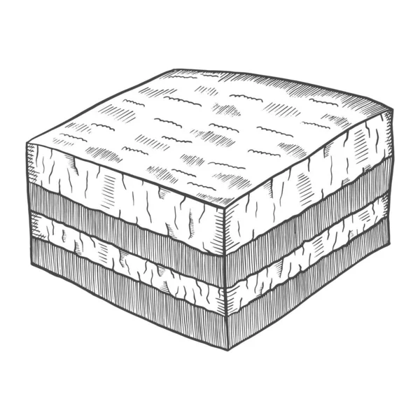 Tiramisu Italiy Lub Włoskiej Kuchni Tradycyjne Jedzenie Izolowane Doodle Ręcznie — Wektor stockowy