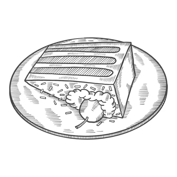 Schwarzwalder Cuisine Allemande Allemande Cuisine Traditionnelle Caniche Isolé Croquis Dessiné — Image vectorielle