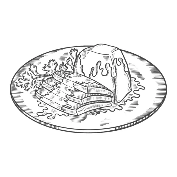 Sauerbraten Німецька Або Німецька Кухня Традиційна Їжа Ізольована Каракулева Рука — стоковий вектор