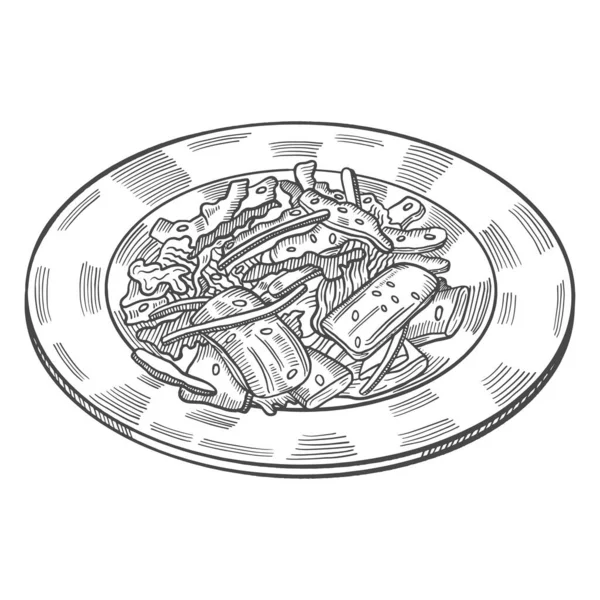 Kimchi Korea Korean Cuisine Traditional Food Isolated Doodle Hand Drawn — Stock Vector