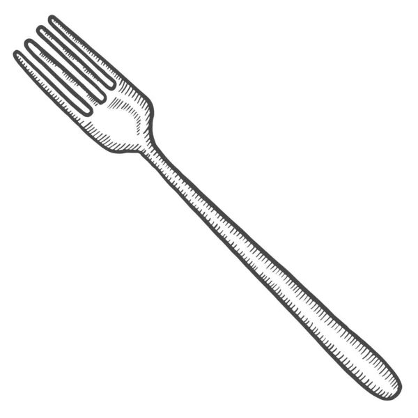 Utensilios Cocina Tenedor Garabato Aislado Bosquejo Dibujado Mano Con Esquema — Vector de stock