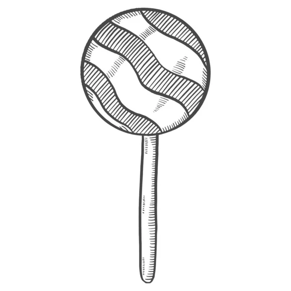 Lollipop Stick Sweet Candy Isolated Doodle Hand Drawn Sketch Outline — Stockvektor