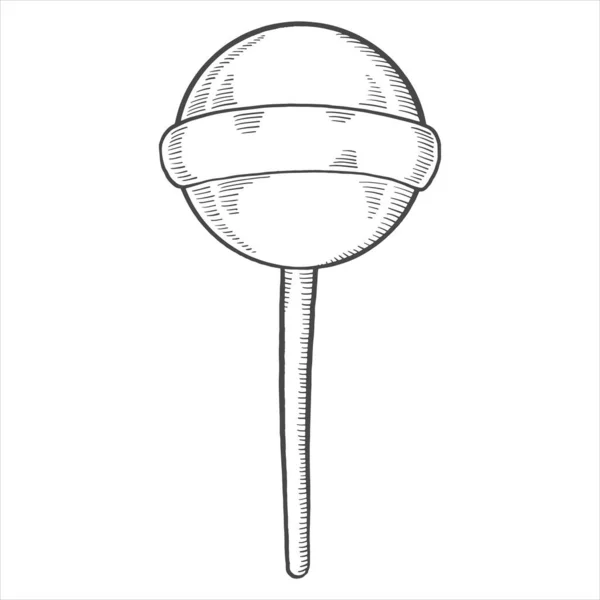 Lollipop Sweet Candy Isolated Doodle Hand Drawn Sketch Outline Style — Wektor stockowy