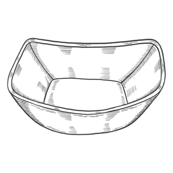 Bowl Kitchenware Isolated Doodle Hand Drawn Sketch Outline Style Vector — Stok Vektör