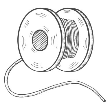 fishing rod line isolated doodle hand drawn sketch with outline style vector illustration