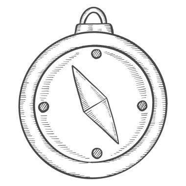 fishing compass isolated doodle hand drawn sketch with outline style vector illustration