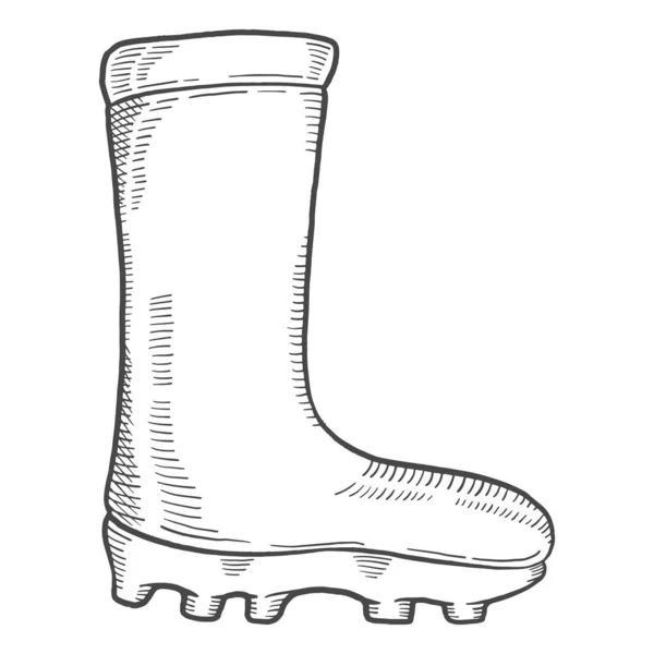 Fishing Boot Isolated Doodle Hand Drawn Sketch Outline Style Vector — 图库矢量图片