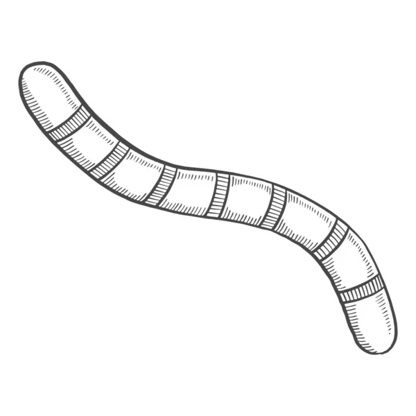 Fishing Worm Lure Isolated Doodle Hand Drawn Sketch Outline Style — Archivo Imágenes Vectoriales