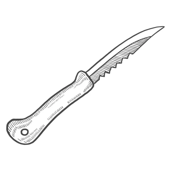 Fishing Knife Outdoor Isolated Doodle Hand Drawn Sketch Outline Style — Stock vektor