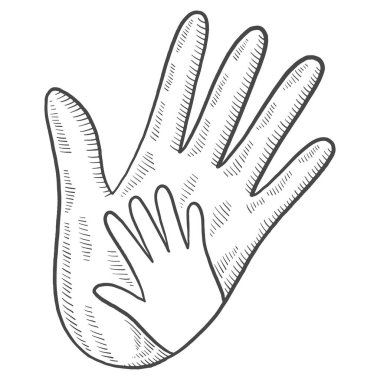 hand hold together charity humanitarian international day isolated doodle hand drawn sketch with outline style vector illustration