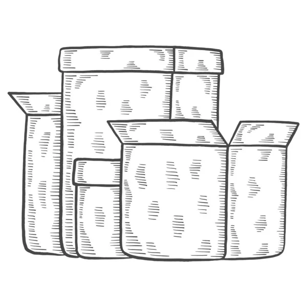 Parcel Box Package Charity Humanitarian International Day Isolated Doodle Hand — Image vectorielle