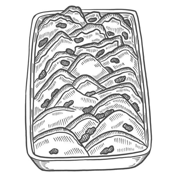 Ekmek Tereyağlı Puding Ngiliz Ngiltere Tatlı Aperatifleri Izole Edilmiş Karalama — Stok Vektör