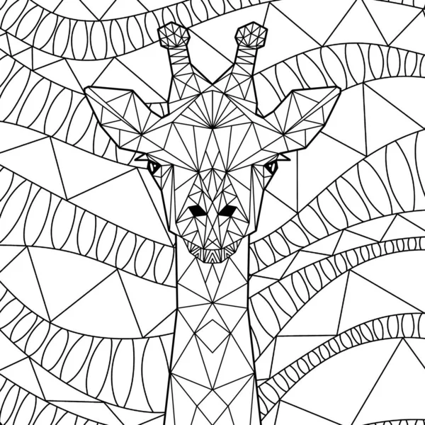 Hand-drawn geometric animals for colouring book. An elephant, zebra, turtle, deer,leo, giraffe, raccoon, rabbit. Lineart for relaxating colouring book.