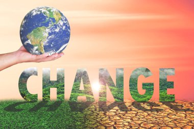 Kuraklıktan muzdarip yeni bölgeler arasındaki karşılaştırmalı resim. Değişim ve küresel ısınma kavramı