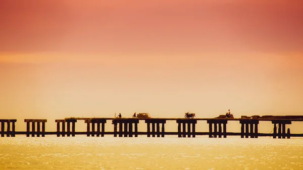 Hermosa Vista Mar Por Noche Concepto Mar Siluetas — Foto de Stock