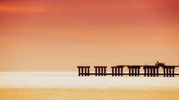 Schöner Meerblick Abend Meereskonzept Und Silhouetten — Stockfoto