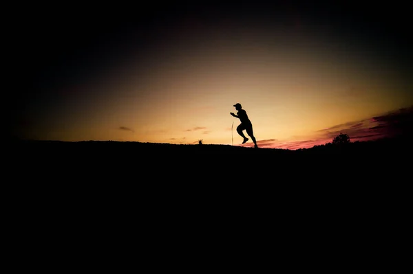 Siluetas Hombres Corriendo Por Noche Concepto Atención Sanitaria — Foto de Stock