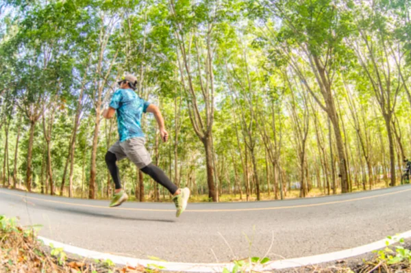 Blurred Lens Asian Man Practicing Running Out Focus Image Man — Stock Photo, Image