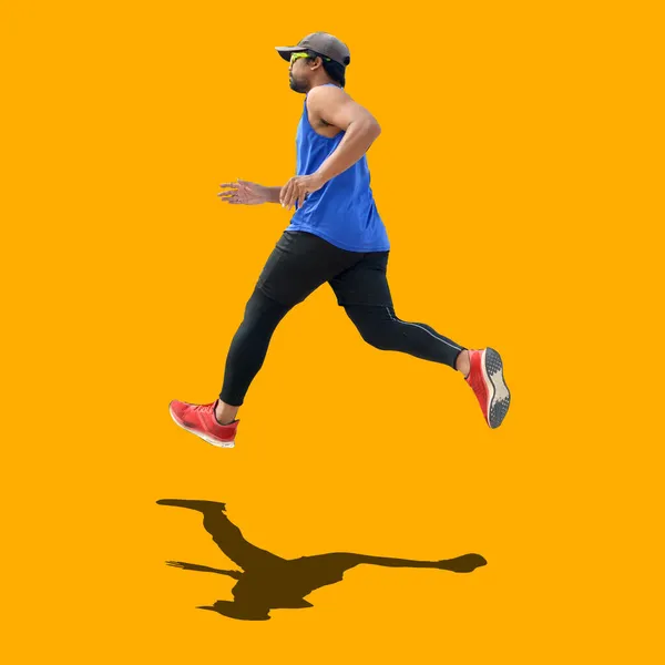 Male Runner Isolated Color Background Copy Space — Stock Photo, Image