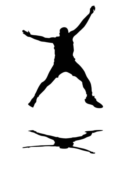 Masculino Corredor Saltando Isolado Fundo Branco Copiar Espaço — Fotografia de Stock