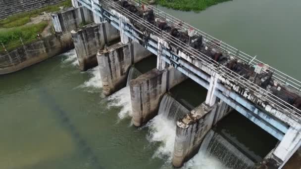 Aerial View Small Dam Rural Thailand Making Water Available Using — Stock Video