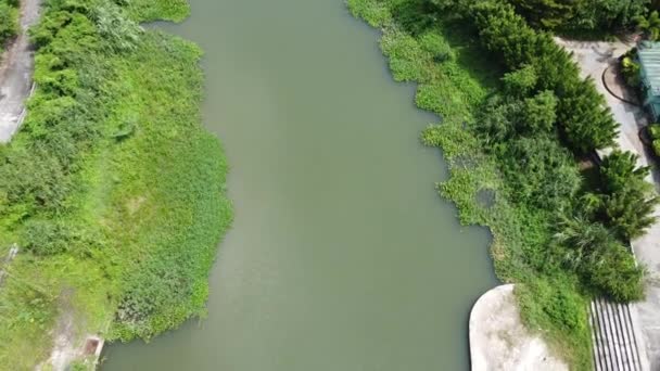 Vista Aérea Una Presa Pequeña Tailandia Rural Que Hace Que — Vídeos de Stock