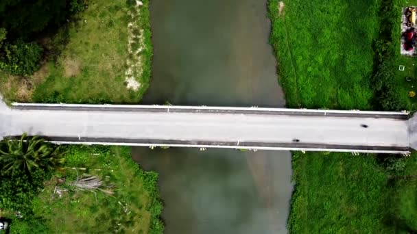 Luftaufnahme Von Autos Die Tagsüber Über Über Eine Brücke Über — Stockvideo
