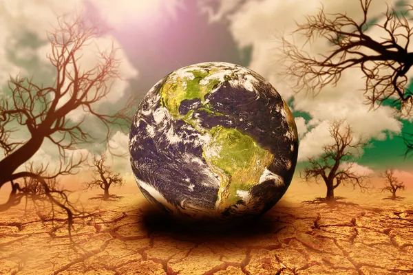 Land Cracked Rain Does Fall Season Drought Due Global Warming — Stock Photo, Image