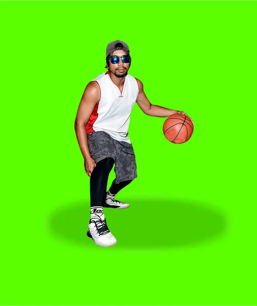 Basketballspieler Mit Ball Sportkonzept — Stockfoto