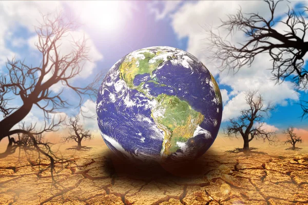 Land Cracked Rain Does Fall Season Drought Due Global Warming — Stock Photo, Image