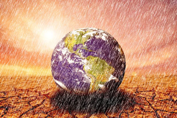 Land Cracked Rain Does Fall Season Drought Due Global Warming — Stock Photo, Image