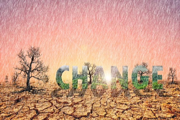 Land Cracked Rain Does Fall Season Drought Due Global Warming — Stock Photo, Image