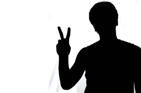 Silhouette Man Hand Thumbs Hand Symbol Concept — Stock Photo, Image