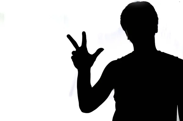 Silhouette Man Hand Thumbs Hand Symbol Concept — Stock Photo, Image