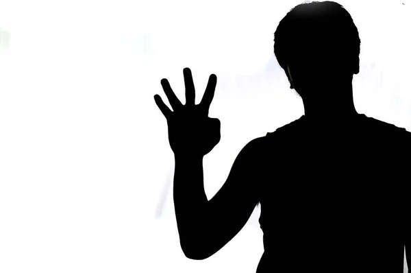 Silhouette Man Hand Thumbs Hand Symbol Concept — 图库照片