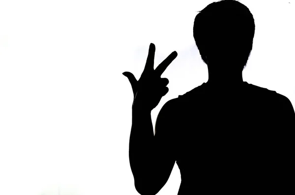 Silhouette Man Hand Thumbs Hand Symbol Concept — 图库照片