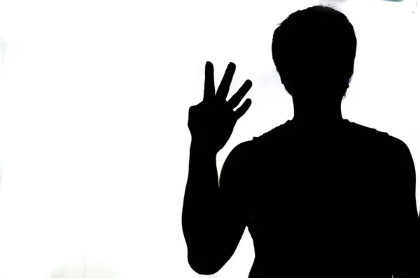 Silhouette Man Hand Thumbs Hand Symbol Concept — 图库照片